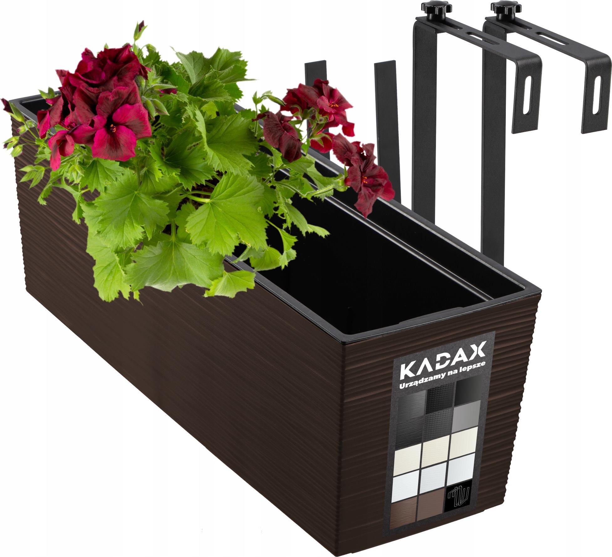 Kadax DONICZKA SKRZYNKA BALKONOWA UCHWYTY 19x56cm MOKKA