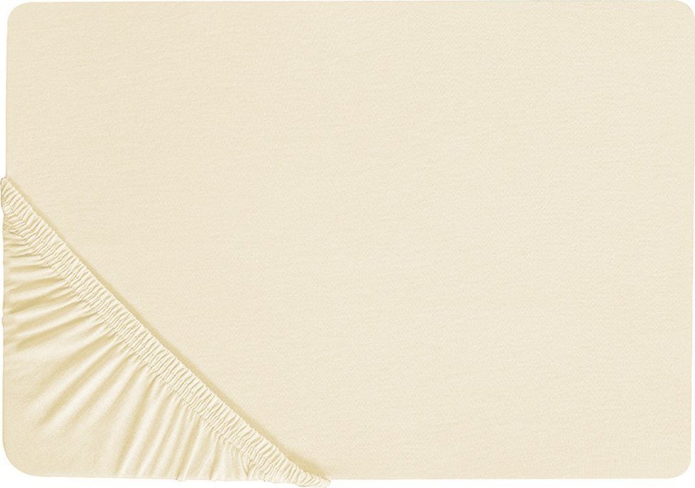 Beliani Bawełniane prześcieradło z gumką 200 x 200 cm beżowe JANBU