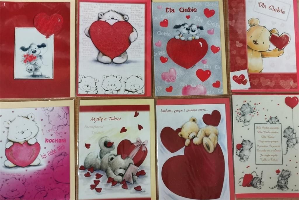 Panorama Karnet Walentynki B6 brokat + koperta