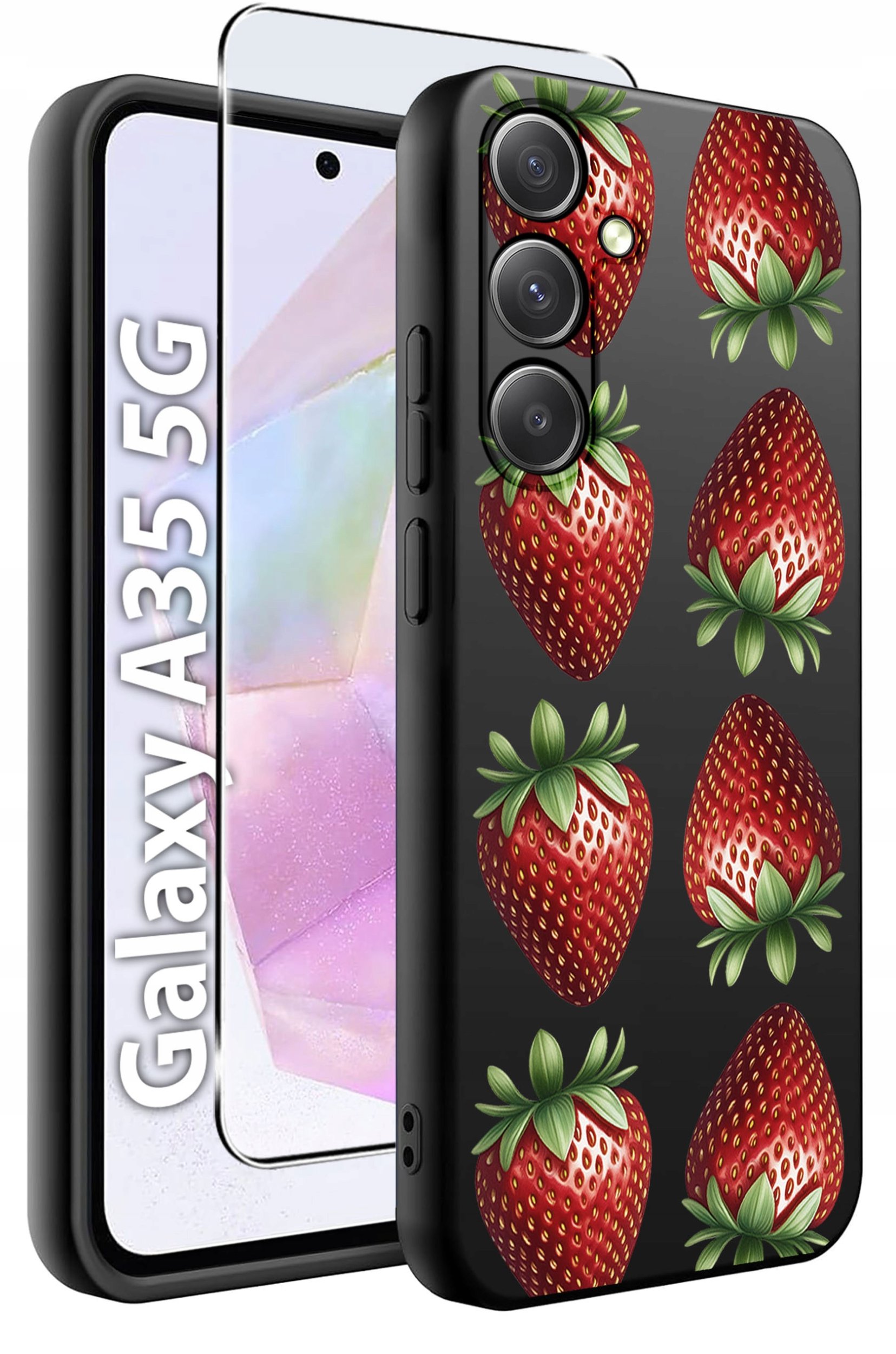 ETUI do Samsung A35 5G WZORY | SILIKONOWE MATT CASE + SZKŁO HARTOWANE 9H