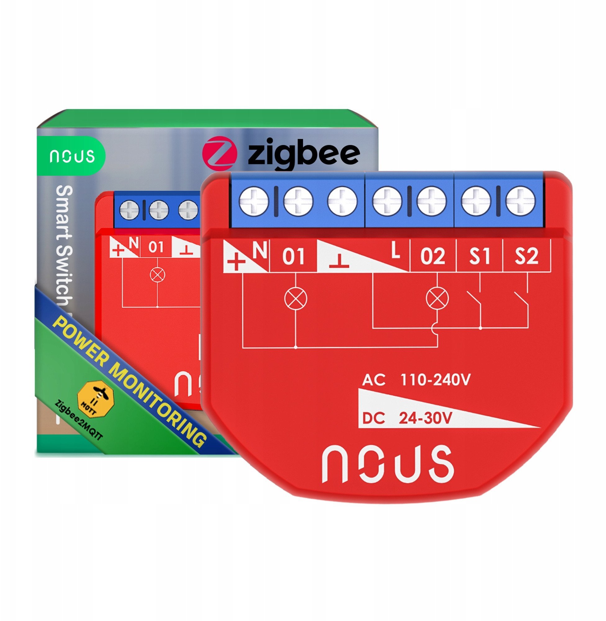 NOUS smart Switch Module B3Z ZigBee (2 channels, with PM)