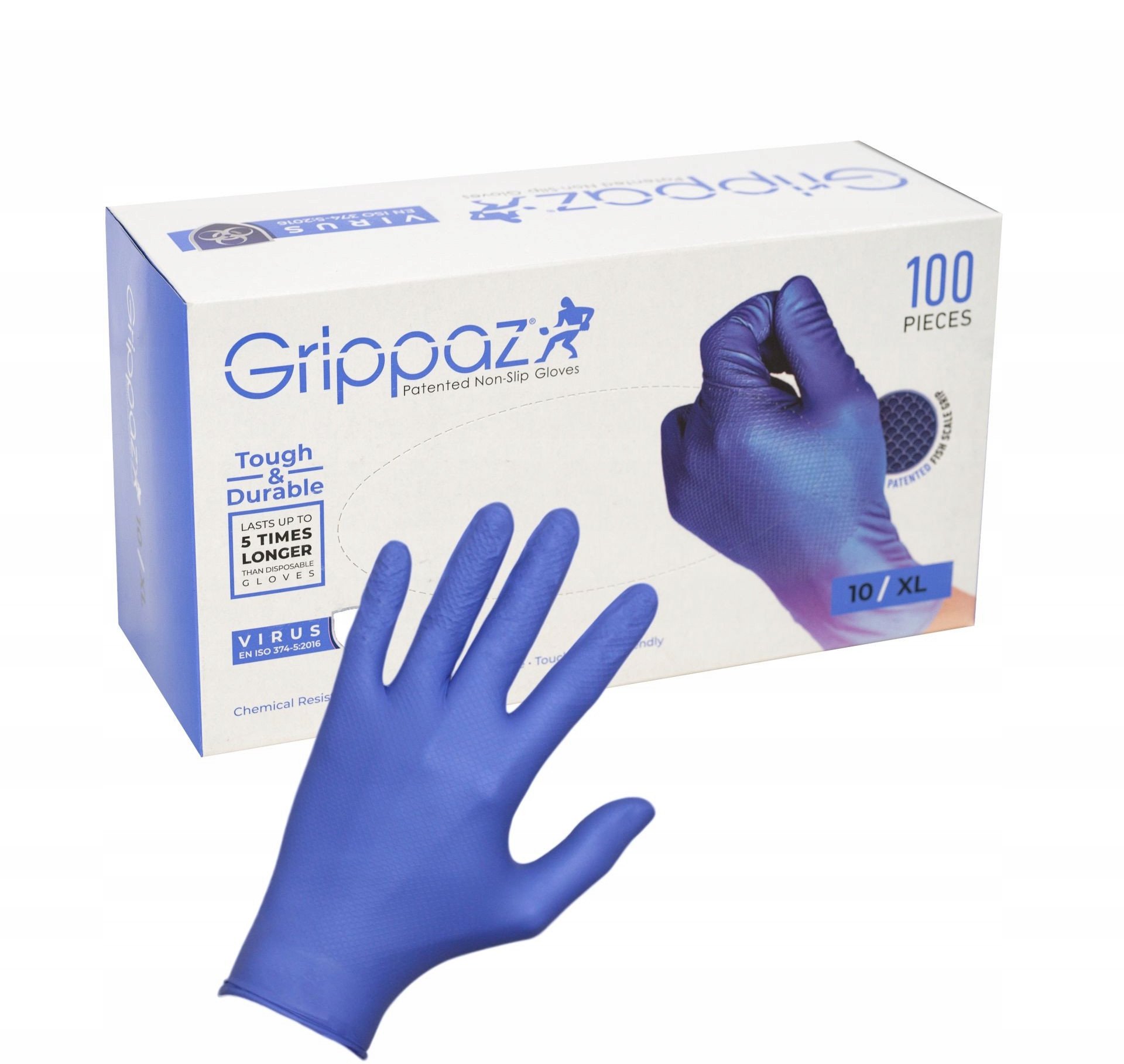 Disposable nitrile gloves with rough palm GRIPPAZ-245VB, size S, 100pcs.