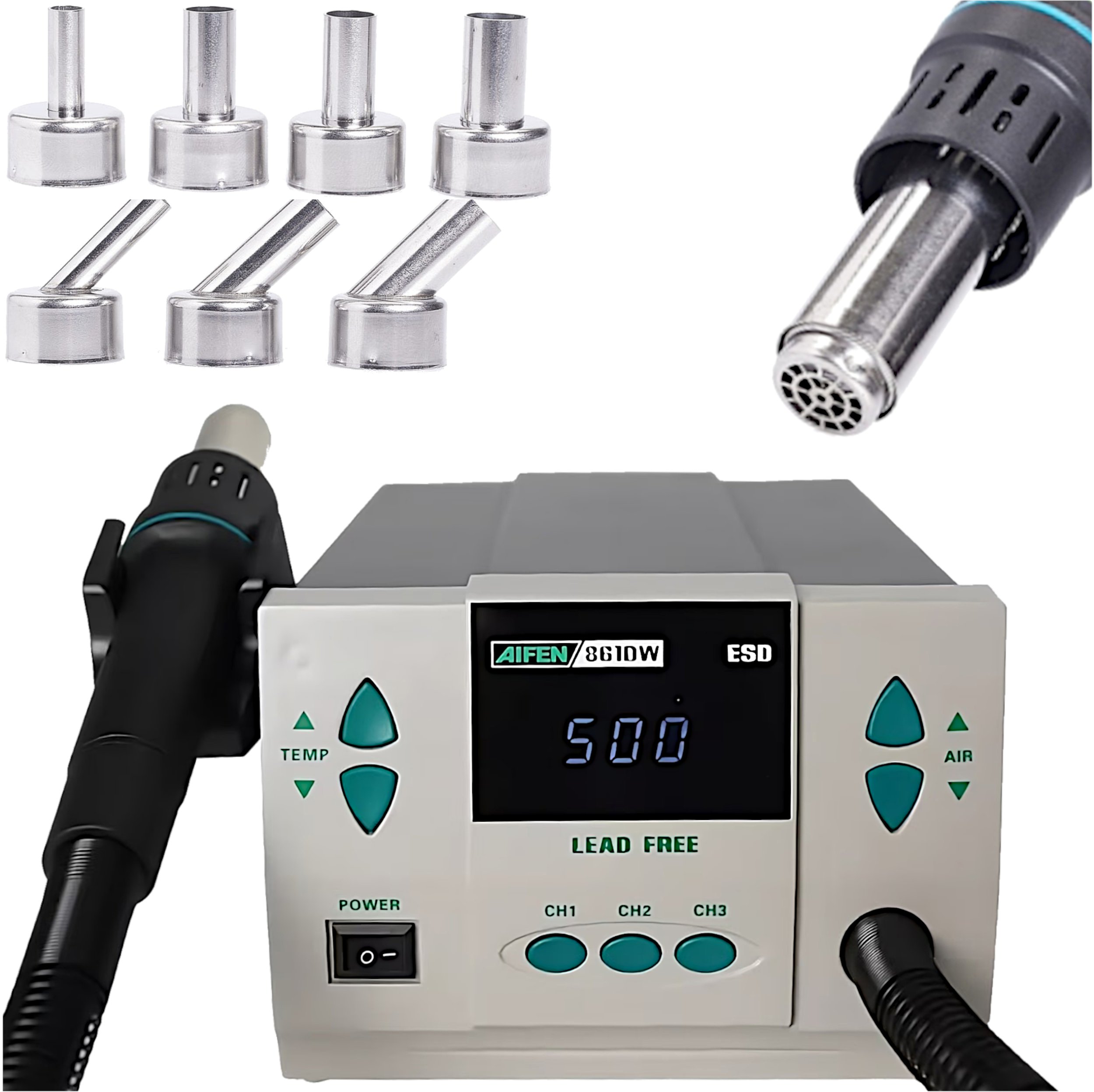 Stacja Lutownicza Profesjonalna Lutownica Hot-Air AIFEN 861DW 1000W
