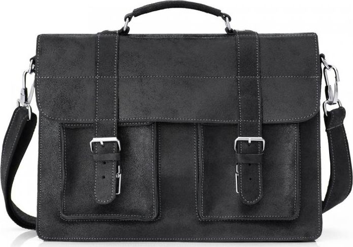 Solome GRAFITOWA SKÓRZANA TORBA LISTONOSZKA NA RAMIĘ SOLOME LAGO