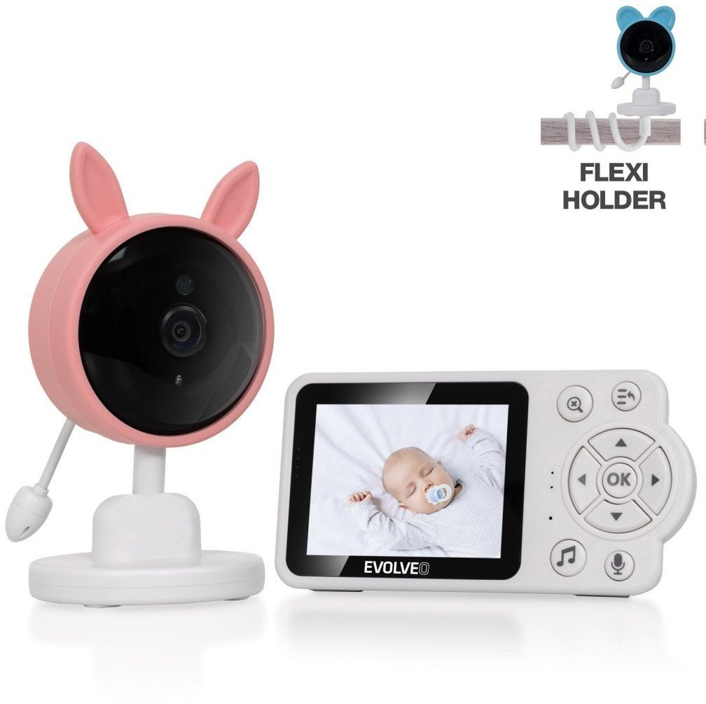 EVOLVEO Baby Monitor N3, LCD displej, IR přísvit, růžová