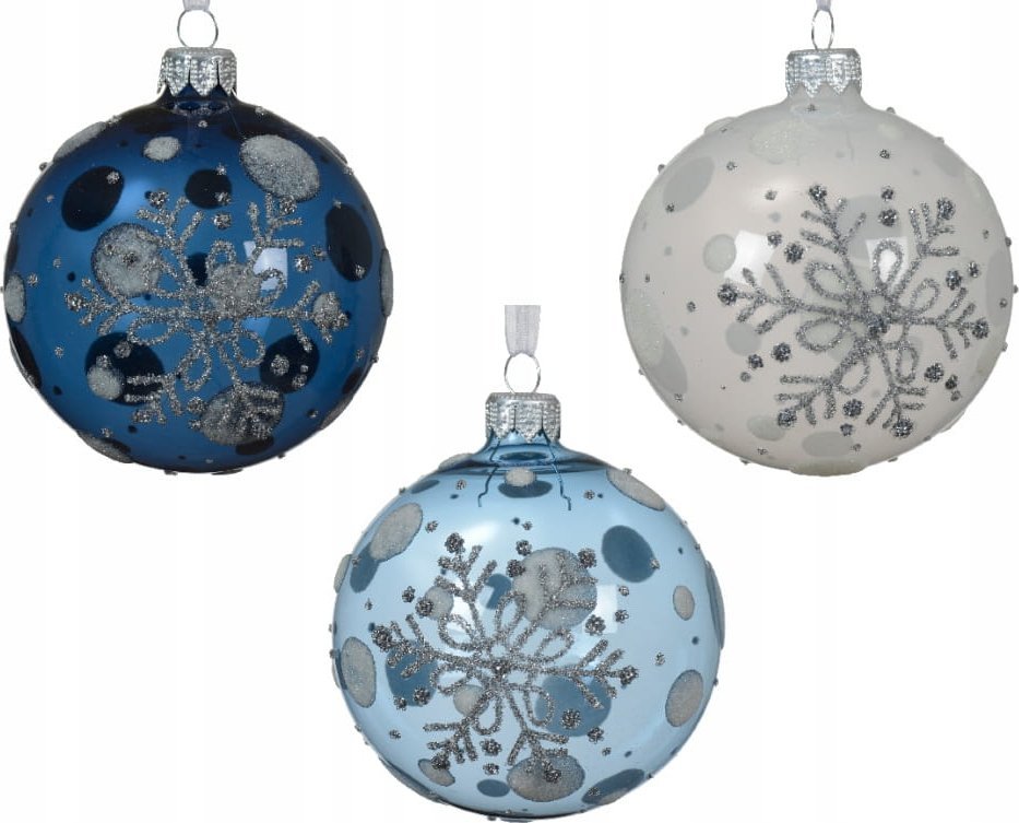 Kaemingk Szklana bombka choinkowa 8cm ze śnieżynką 1szt