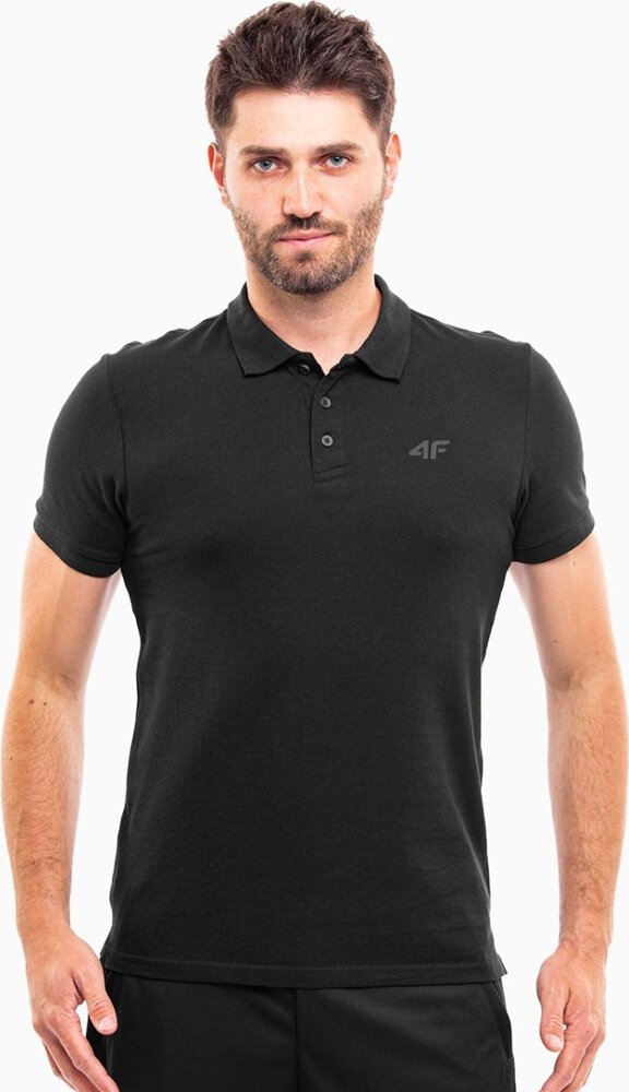 4f Koszulka męska polo 4F M129 czarna 4FWSS24TPTSM129 20S S