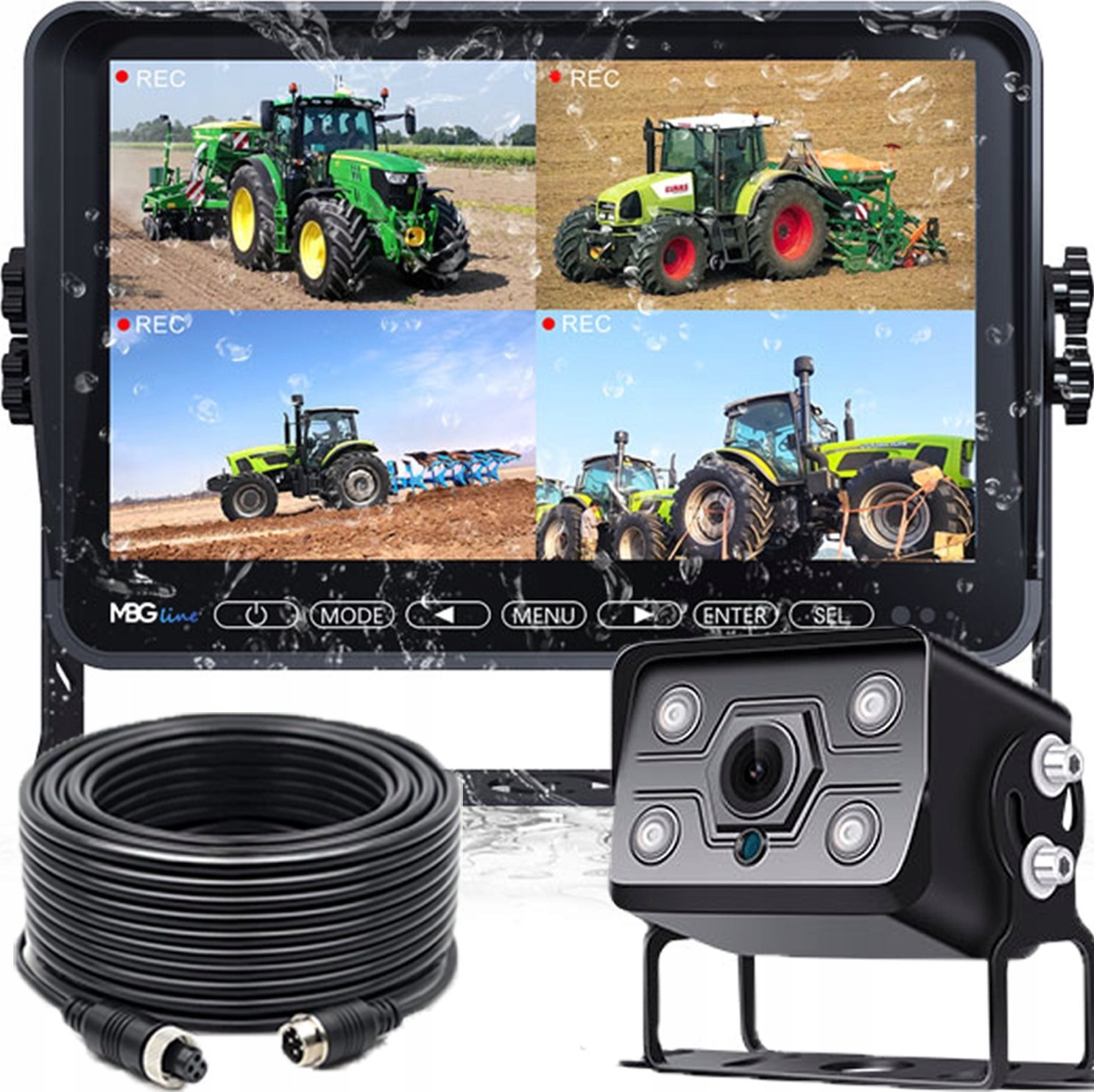 Zestaw Cofania Kamera Full HD Monitor IPS 10.1" 12-36V obsługa do 4 kamer