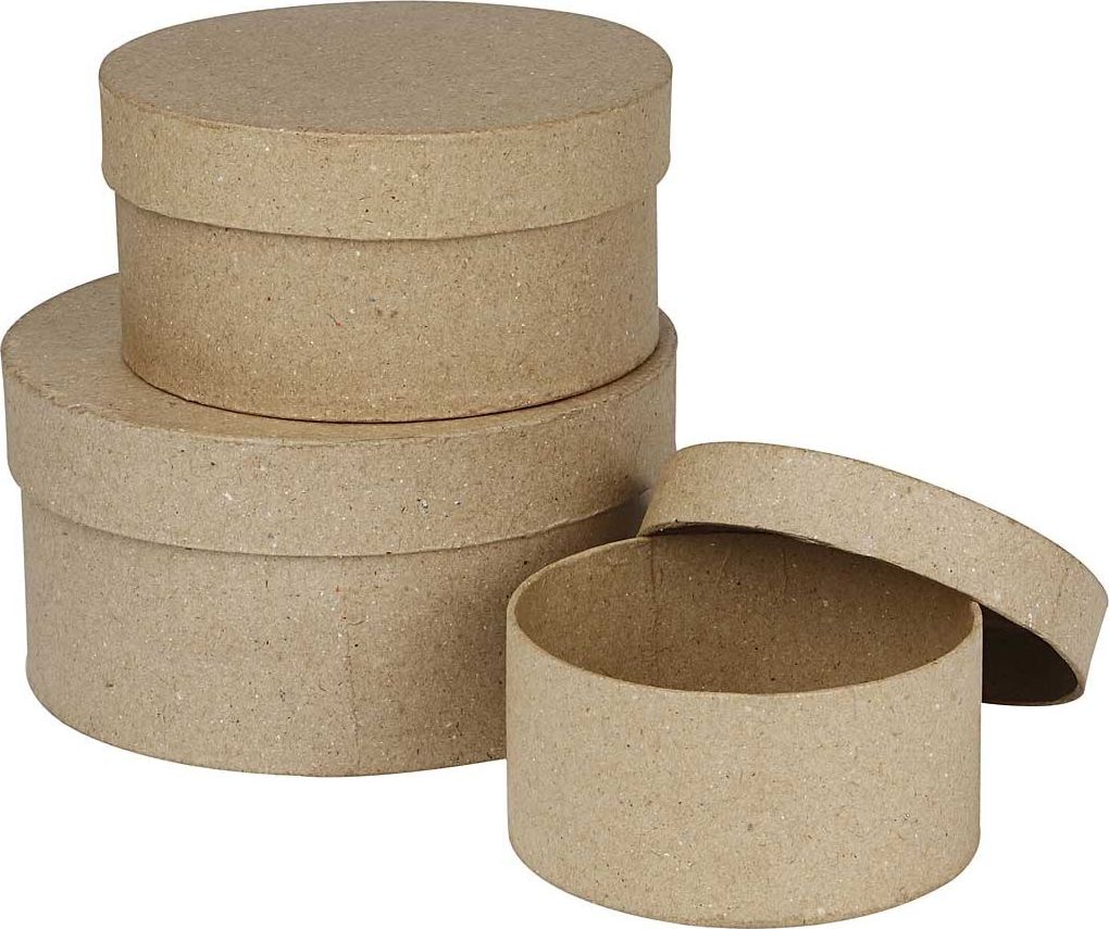 Creativ Company Pudełka pap-mache 3 rozmiary Okrągłe