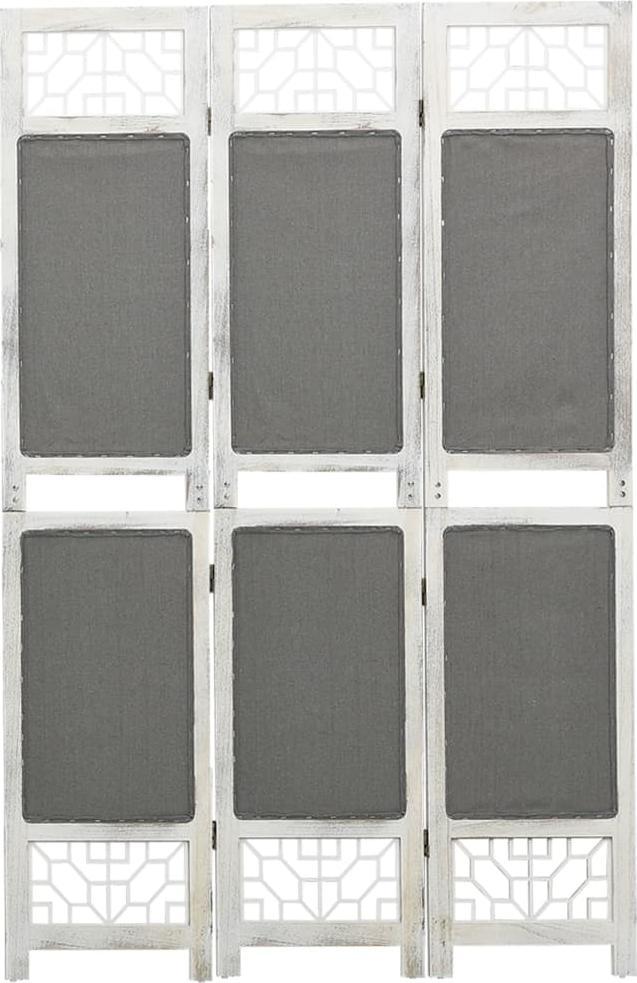 vidaXL vidaXL Parawan 3-panelowy, szary, 105 x 165 cm, tkanina