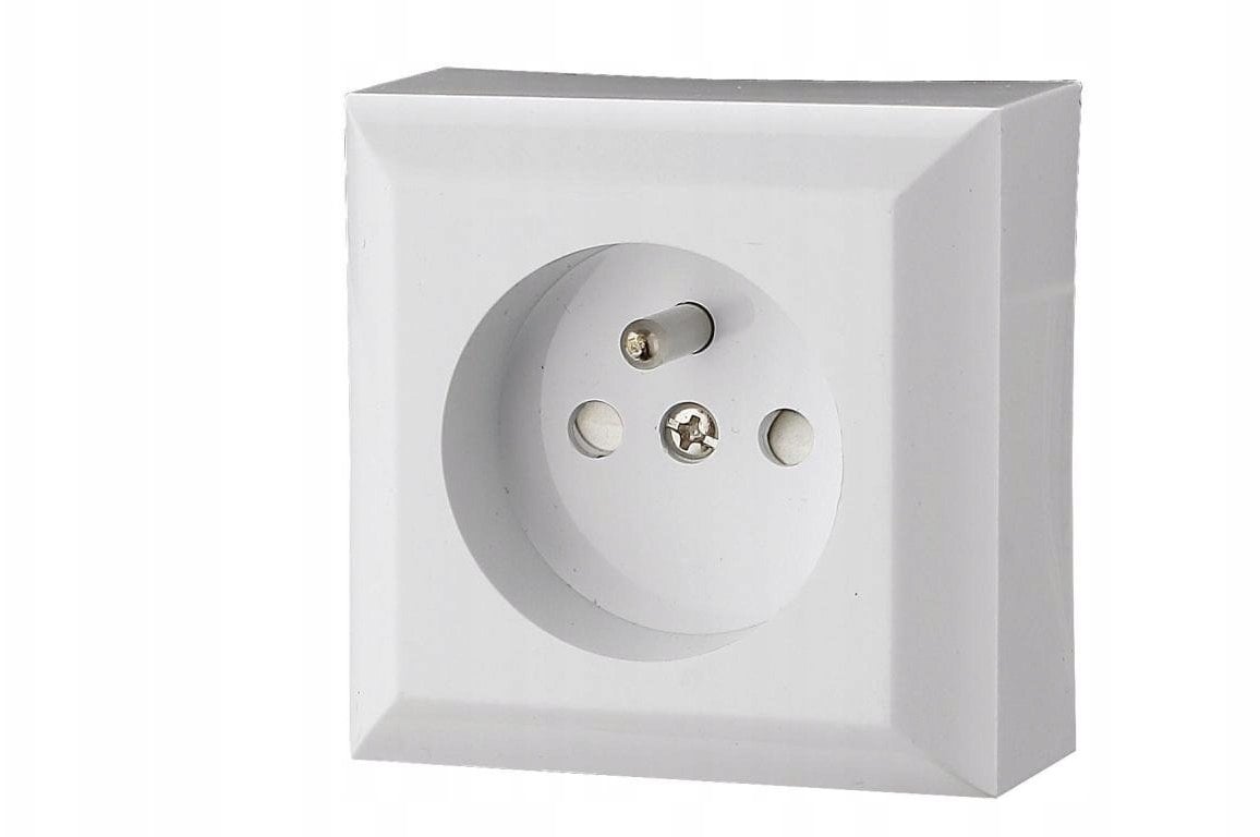 Gniazdo pojedyńcze natynkowe z uziemieniem, IP20, białe, GAO 20455