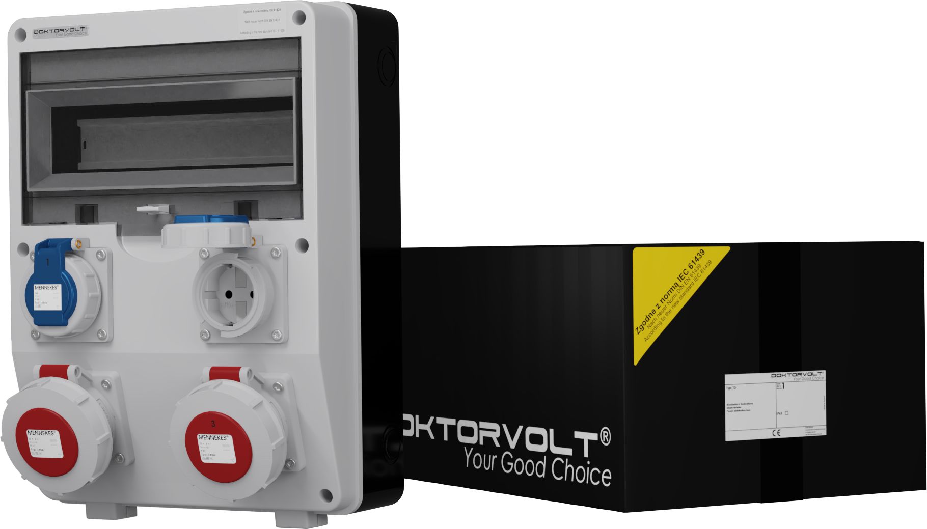Doktorvolt Hermetyczna rozdzielnica budowlana TD IP65 2x16A 2x230V Schuko Doktorvolt 2018