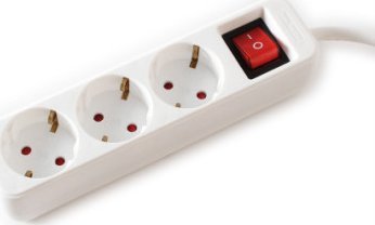 Kabel zasilający Value VALUE 3-drożna listwa zasilająca z wyłącznikiem, biała, 1,5 m