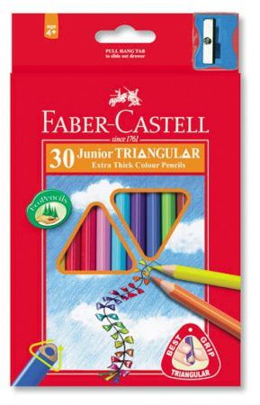 Faber-Castell Kredki Jumbo Trójkątne 30 Kolorów + Temperówka Opakowanie Karton Faber-Castell (116530 FC)