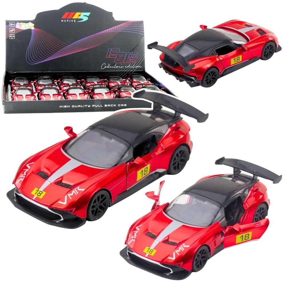 Samochód Wyścigowy Sportowy Metalowy Napęd Otwierane Drzwi Czerwony 1:32
