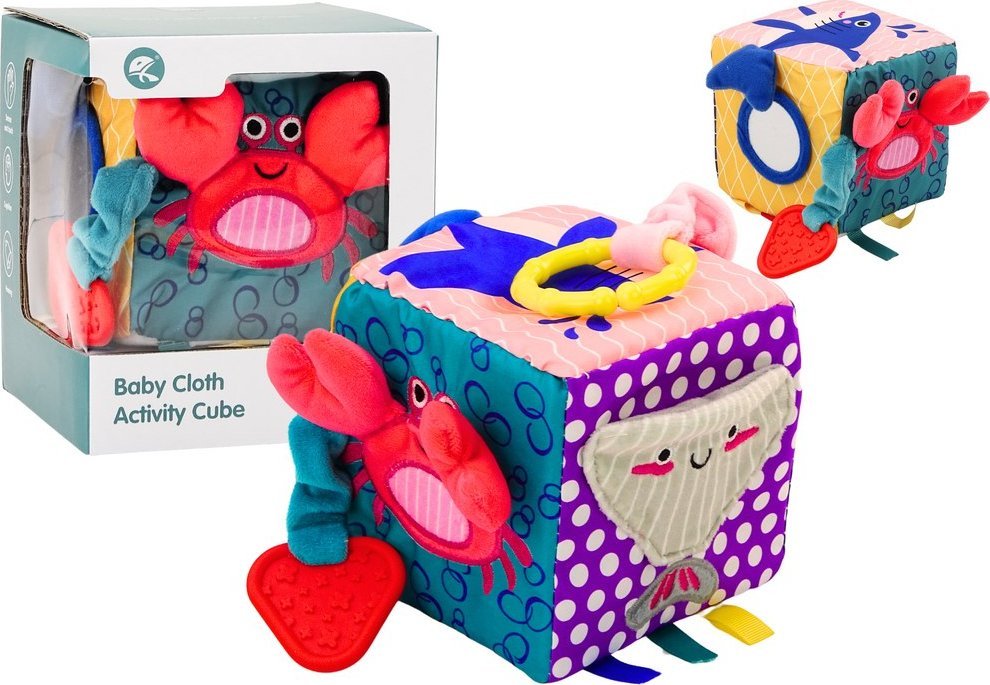 LeanToys Kostka Sensoryczna Morskie Zwierzęta Szeleszcząca Interaktywna Edukacyjna