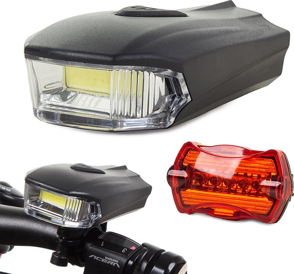 Verk Oświetlenie rowerowe led cob 5w przód tył lampki Oświetlenie rowerowe led cob 5w przód tył lampki