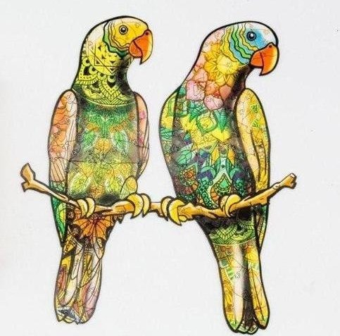 PuzzleOK Puzzle drewniane eko 82 Papużki faliste A4