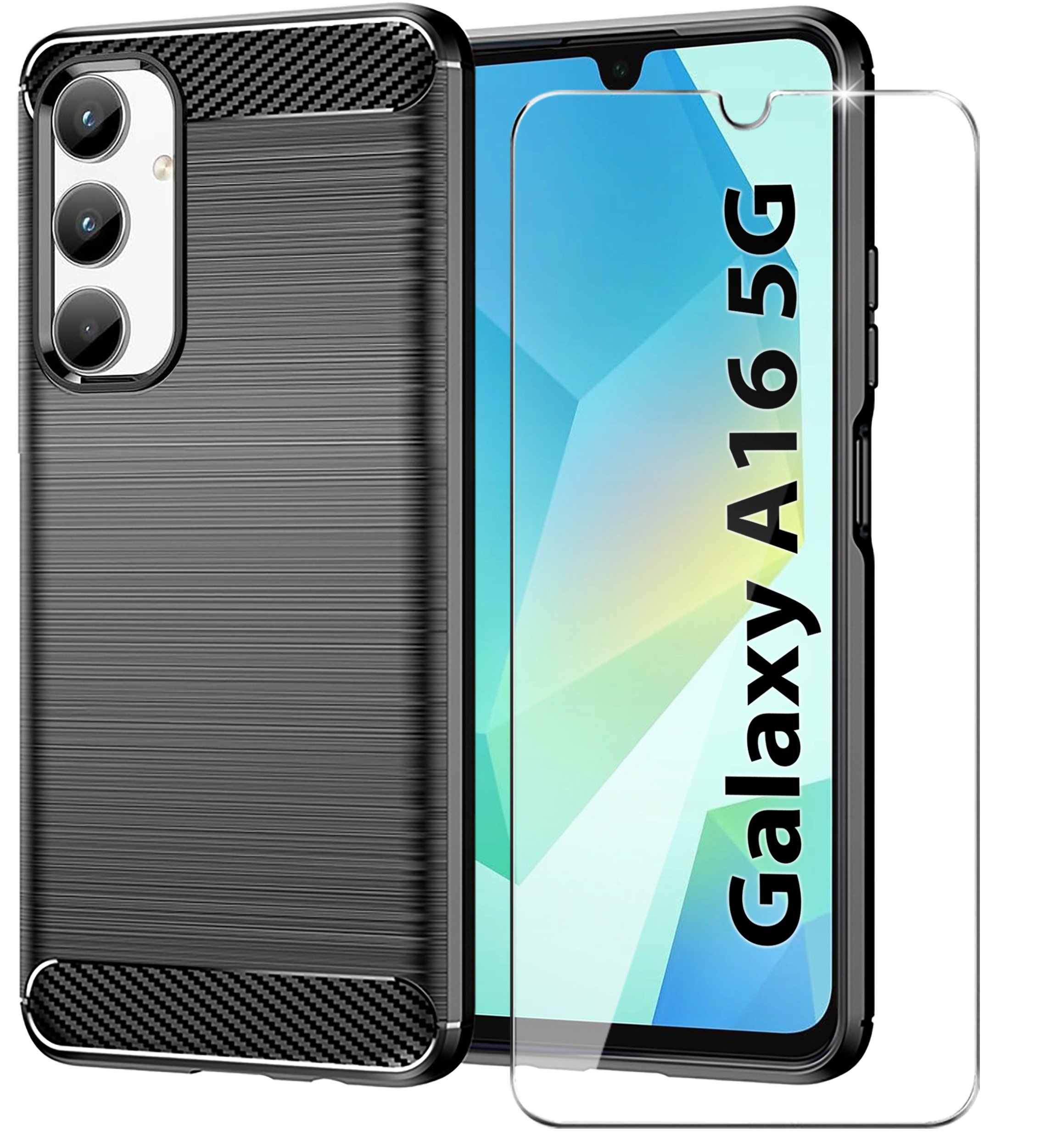 Etui do Samsung Galaxy A16 5G Pancerne Carbon CASE + Szkło OCHRONNE 9H