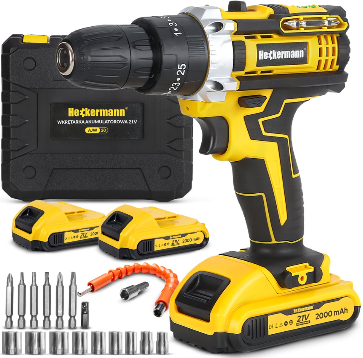 Wiertarko Wkrętarka akumulatorowa udarowa 2xAKU + Walizka Heckermann AJW20