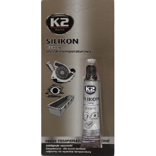 K2 Silikon wysokotemperaturowy czarny 21g na blistrze (K0477)