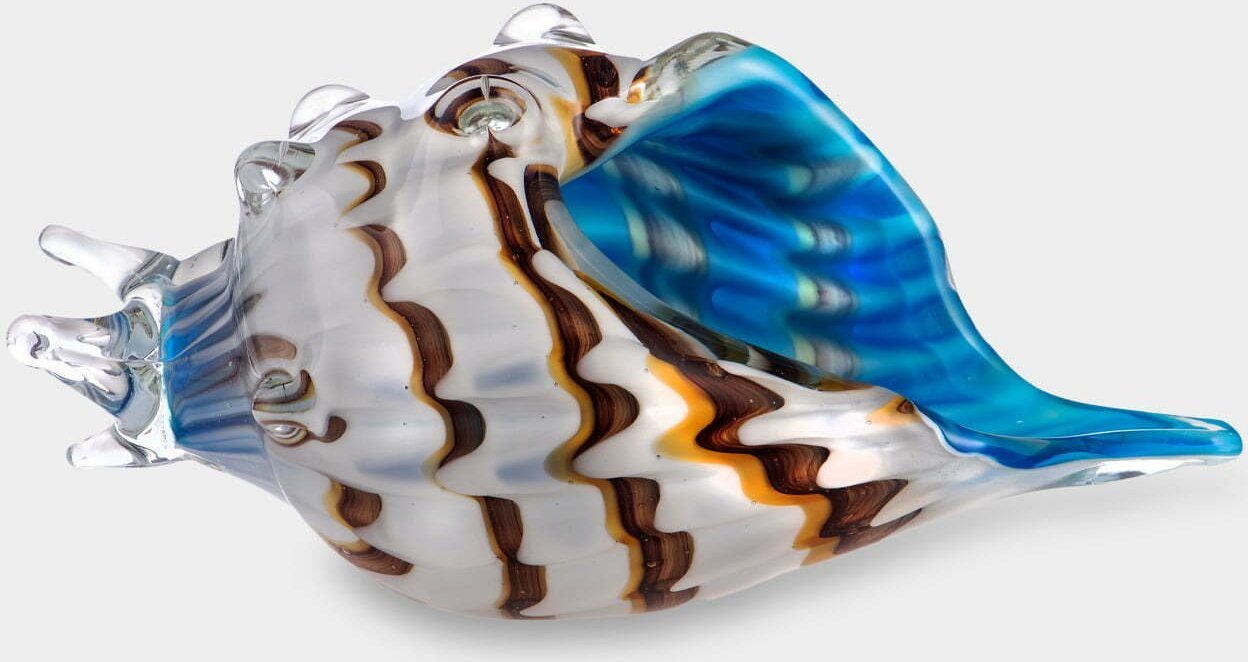 rzezbyzbrazu Muszla Biało Niebieska Figura Szklana w Stylu Murano