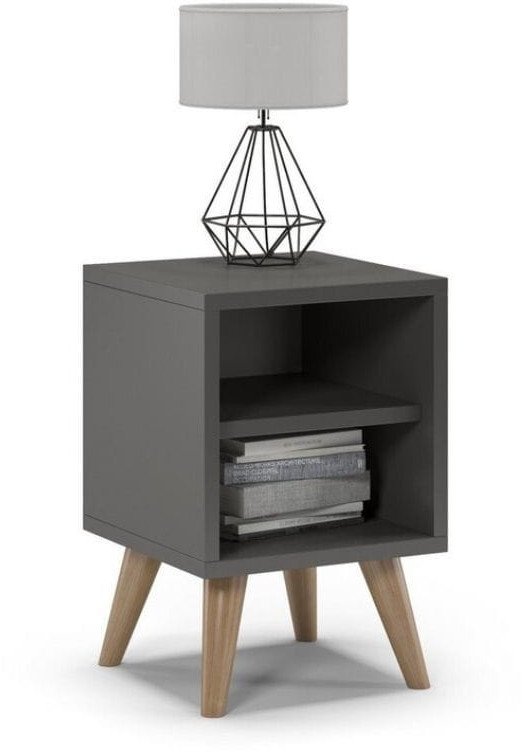 Szafka nocna na nóżkach, SKAND, 30x30x45 cm, grafit, mat | TYLETEGOTU