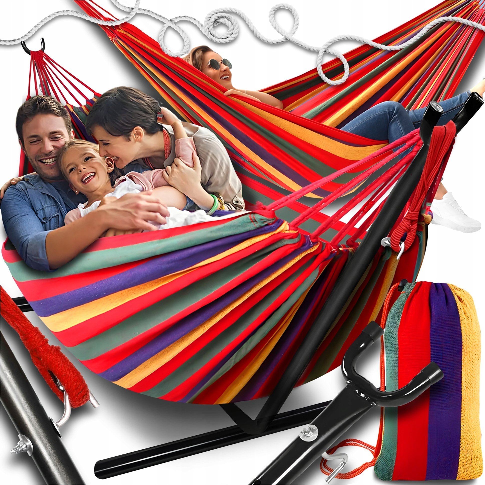 GALAXIA HAMAK ZE STELAŻEM Stelaż do hamaka STOJAK NA HAMAK OGRODOWY DWUOSOBOWY XXL