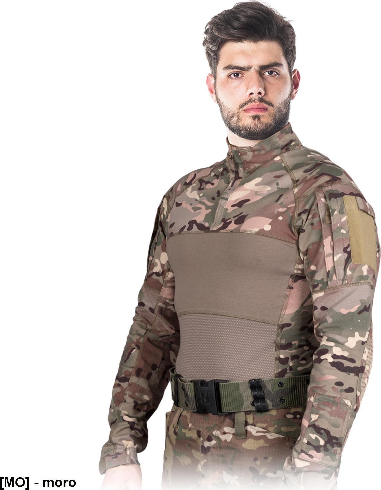 R.E.I.S. TG-OSPREY-L - Elastyczna koszulka długi rękaw, suwak, 94% bawełna, 6% spandex, 180 g/m, - moro 3XL