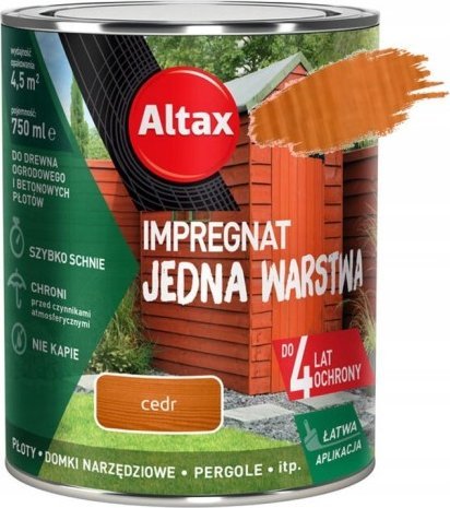 ALTAX Impregnat jedna warstwa do drewna i betonu cedr 0,75l
