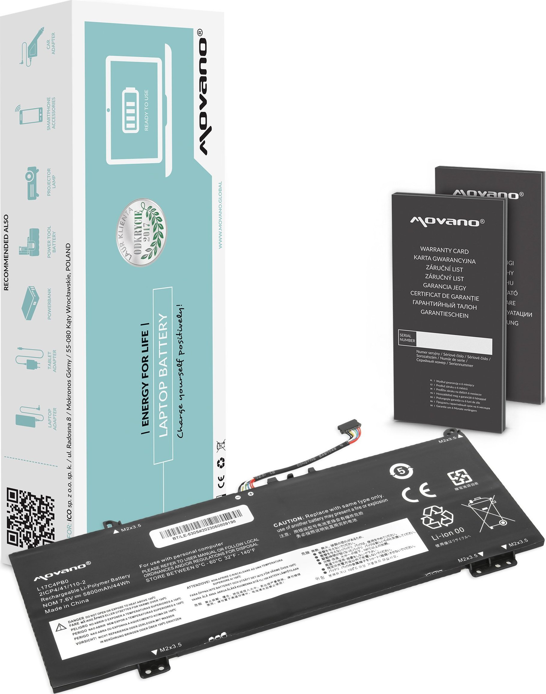 Bateria Movano Bateria L17C4PB0 L17M4PB0 do Lenovo Yoga 530-14IKB