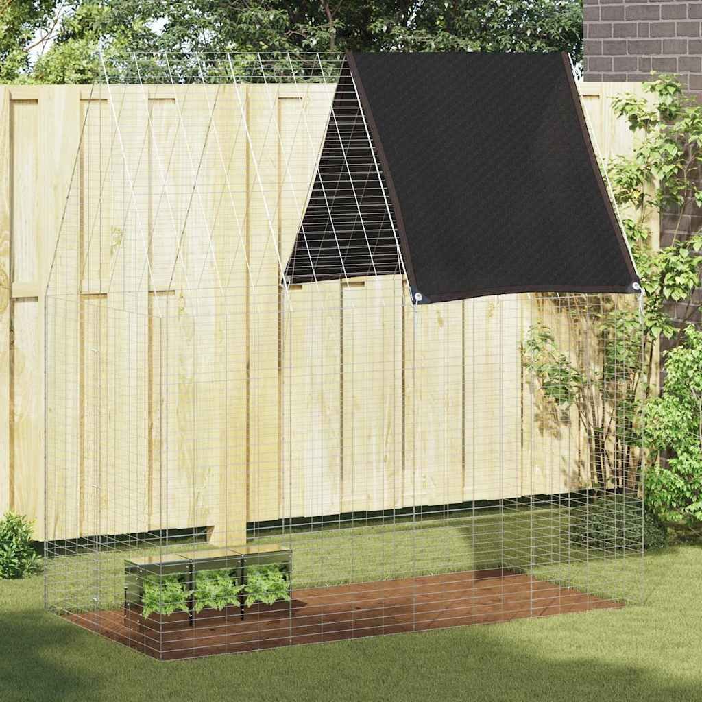 vidaXL Klatka dla królika Srebrny 200 x 100 x 210 cm