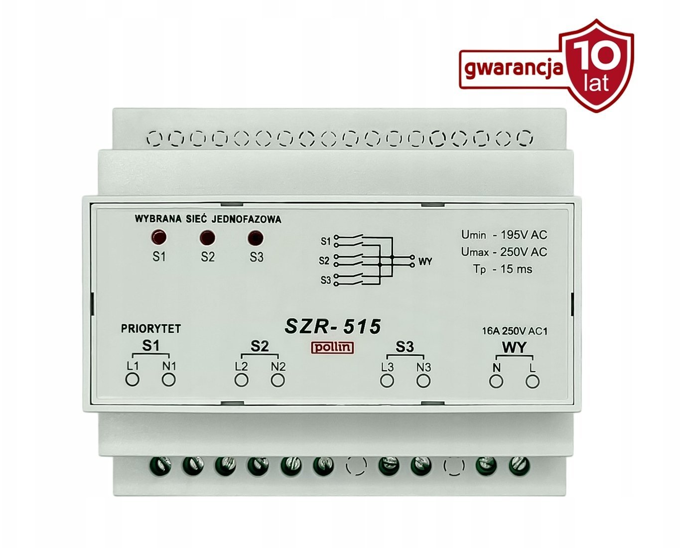 Sterownik układu SZR, 1P, czas przełączania 15ms SZR-515