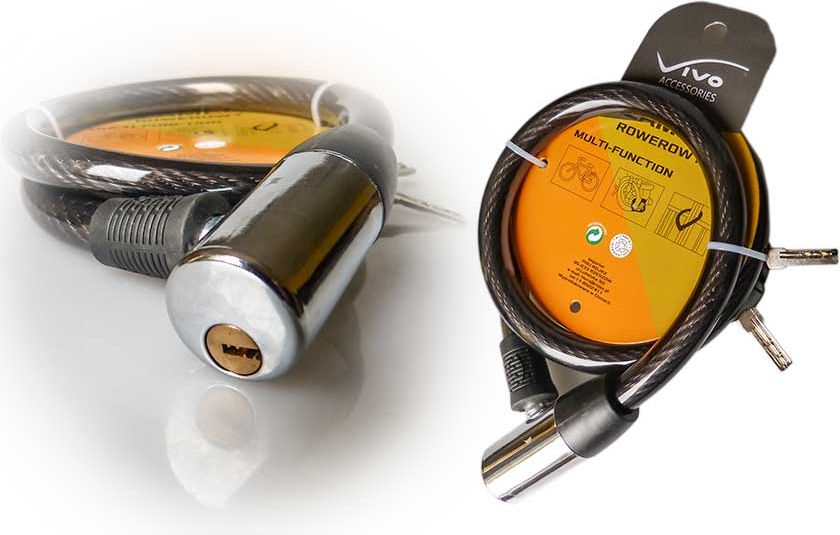 Vivo Zapięcie rowerowe LQ-106 15x800 mm na klucz czarno-srebrne