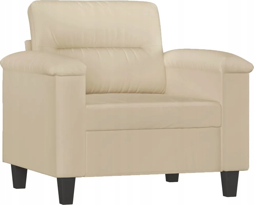 vidaXL 3-częściowy komplet wypoczynkowy z poduszkami, kremowy, mikrofibra