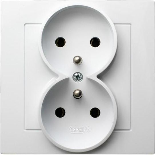 Ospel Gniazdo AS podwójne z uziemieniem białe (GP-2GZ/00)