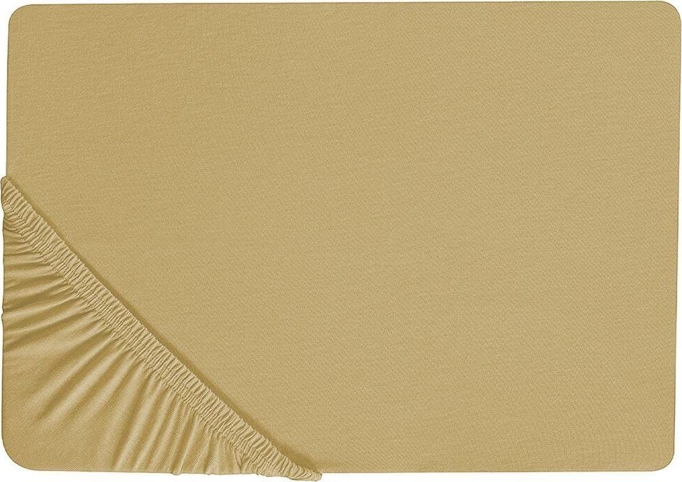 Beliani Bawełniane prześcieradło z gumką 200 x 200 cm oliwkowe JANBU