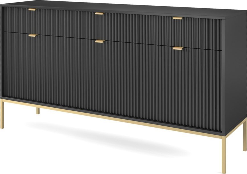 Ravio Stylowa komoda Kioto KSZ154 w kolorze czarnym i złotymi nóżkami