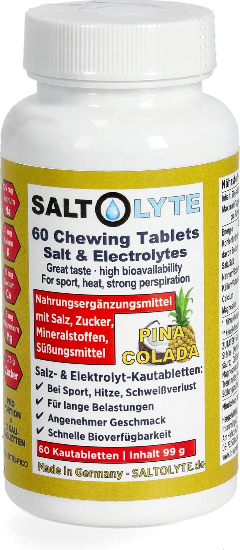 SaltStick Elektrolityczne tabletki Saltolyte Chewing - 60szt - Pinacolada Uniwersalny