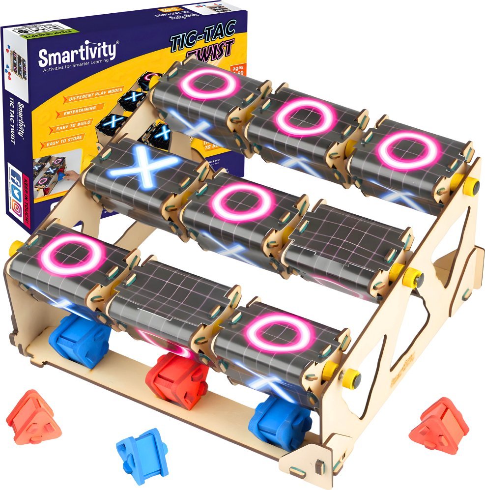 Mr.Playwood Smartivity Drewniane Mechaniczne Puzzle 3D - Kółko i Krzyżyk