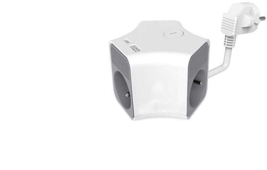 Przedłużacz stały 3x z włącznikiem oraz gniazdami USB A USB C 2m PS-370WS/K+USBA+USBC/2 E W-30019