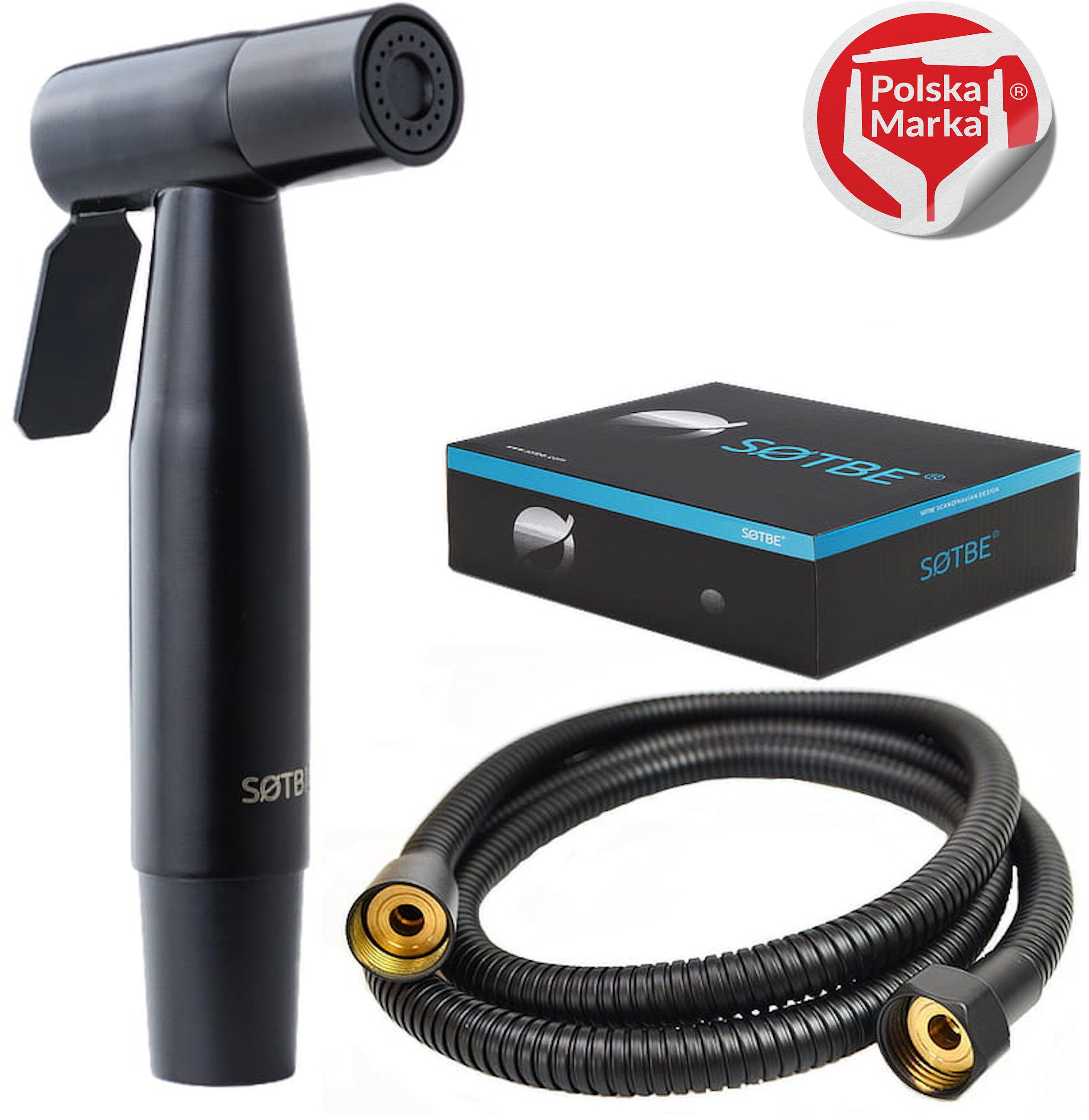 LARK ZESTAW słuchawka bidetowa NERO z wężem Kolor czarny SOTBE