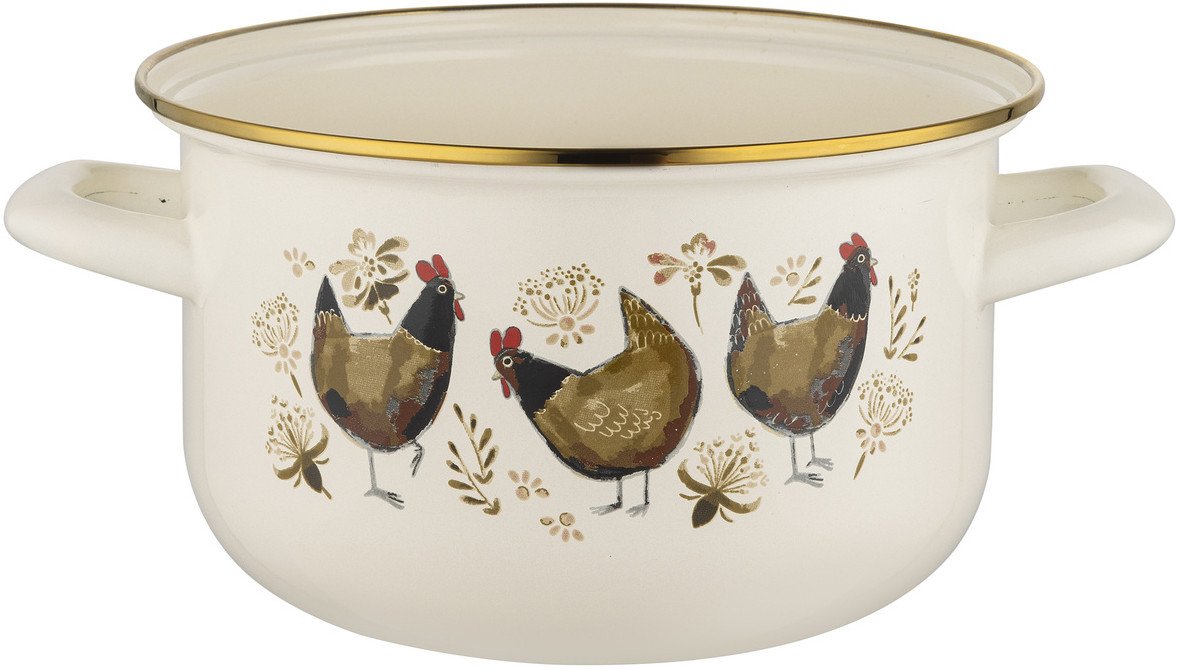 GARNEK EMALIOWANY ZŁOTA KURKA 20CM 4,2L