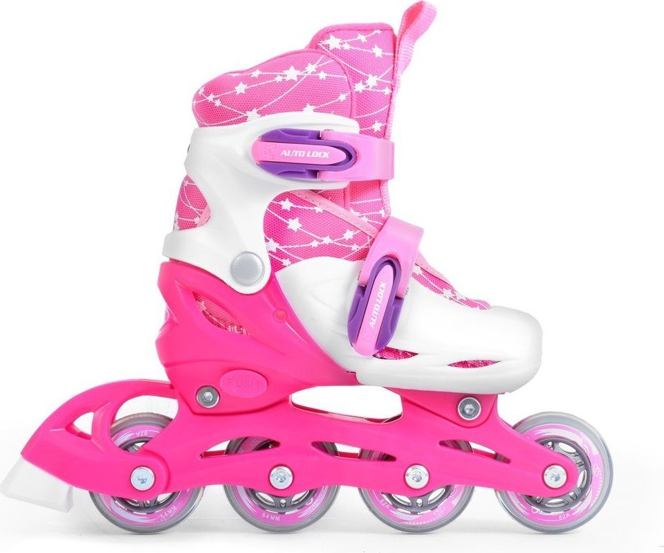 Rolki SMJ sport Combo Set 2w1 z wymienną płozą regulowane różowe r. 30-33