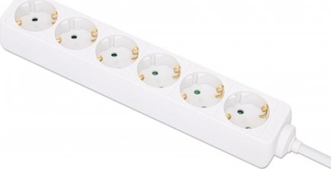 Kabel zasilający Triton Manhattan 168304 rozgałęziacz 2 m 6 x gniazdo sieciowe Wewnętrzna Biały