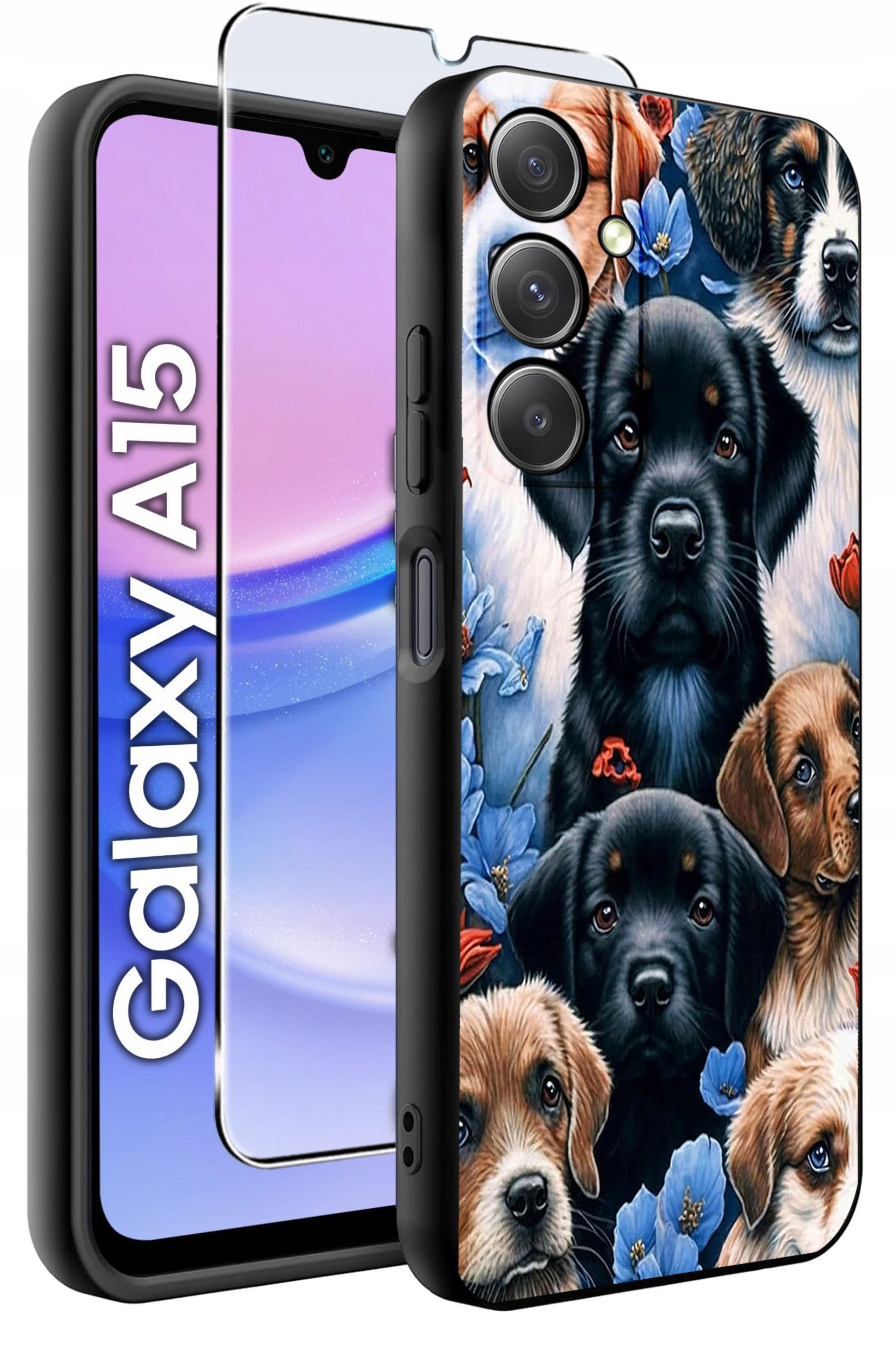 ETUI do Samsung A15 4G | 15 5G WZORY | SILIKONOWE MATT CASE + SZKŁO 9H