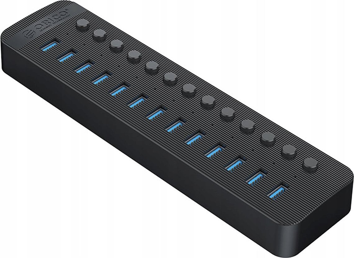 HUB 13-portowy z włącznikiem USB-A 3.0 - czarny