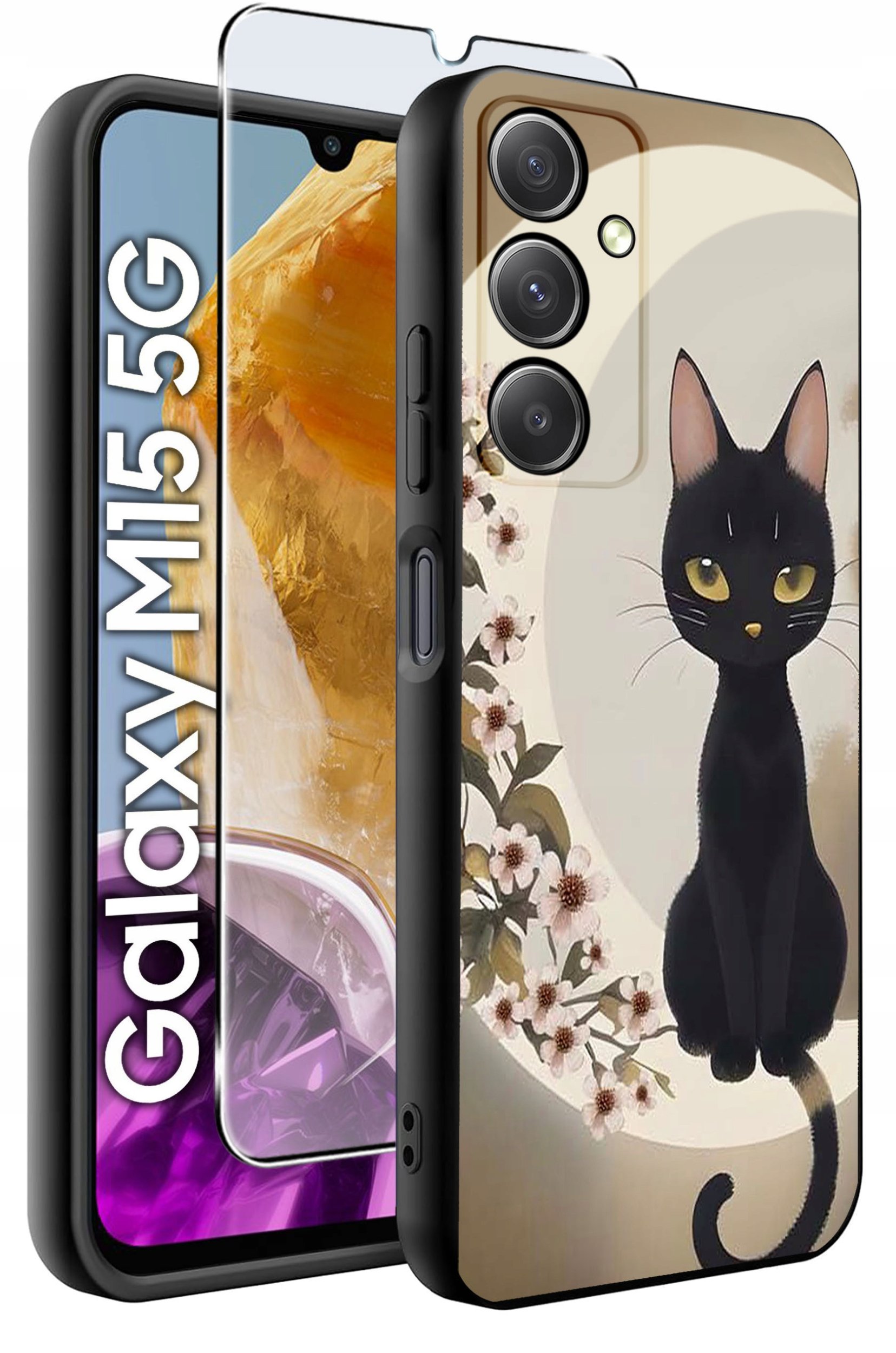 ETUI do Samsung M15 5G WZORY | SILIKONOWE MATT CASE + SZKŁO HARTOWANE 9H