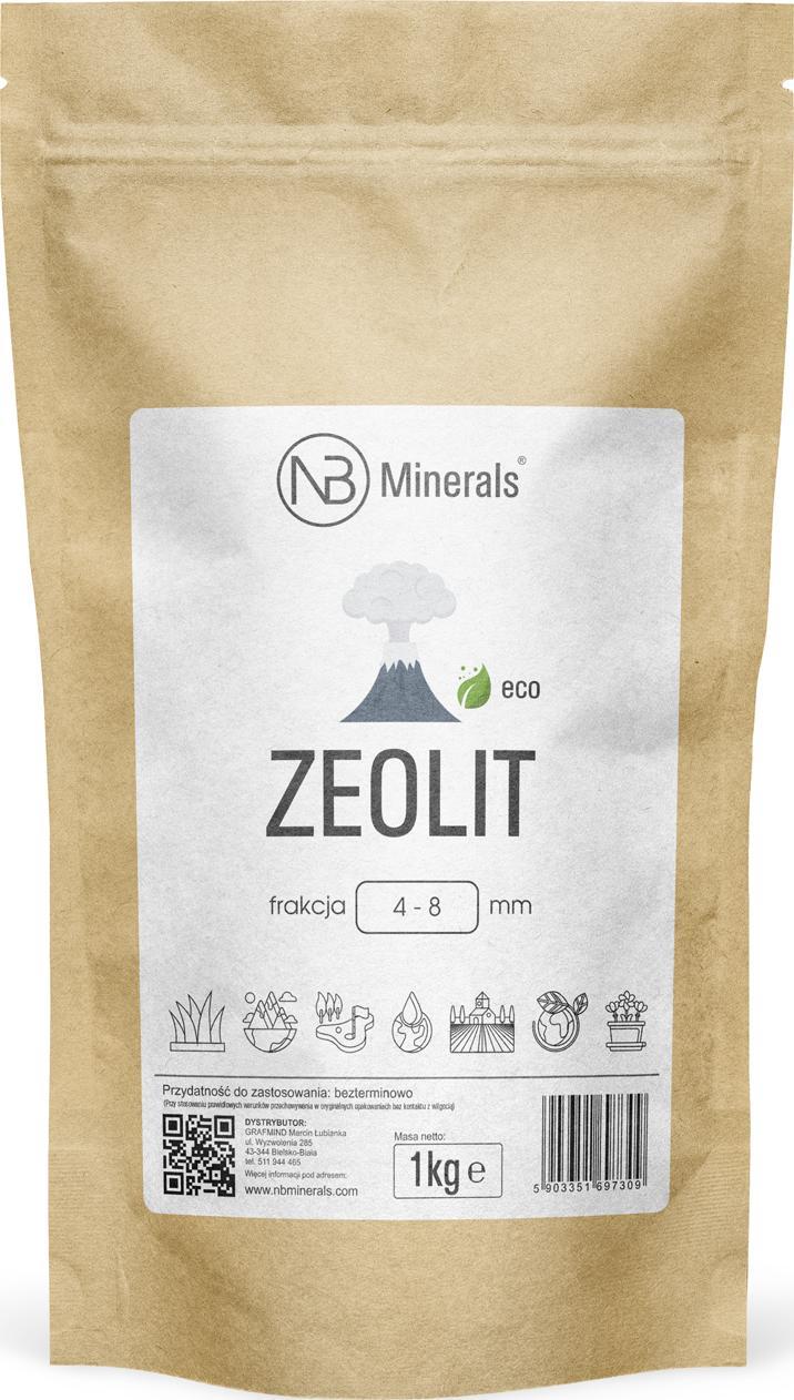 NB Minerals Zeolit Klinoptylolit Kamień ozdobny kwiaty, akwarium, oczka wodne 4-8mm - 1kg