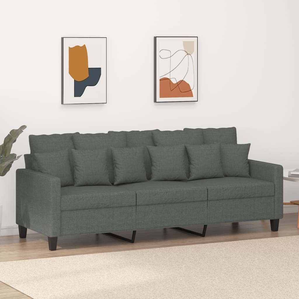 vidaXL vidaXL Sofa 3-osobowa, ciemnoszara, 180 cm, tapicerowana tkaniną